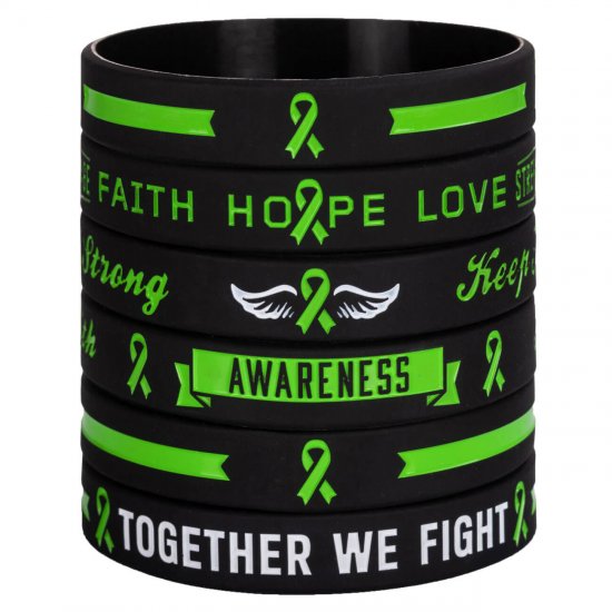 Green Awareness Ribbon Silicone Bracelets With Saying Green Awareness Ribbon Silicone Bracelets