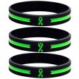 Green Awareness Ribbon Silicone Bracelets for Mental Health