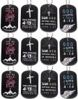 12-Pack Christian Religious Dog Tag Necklaces with Bible Verses