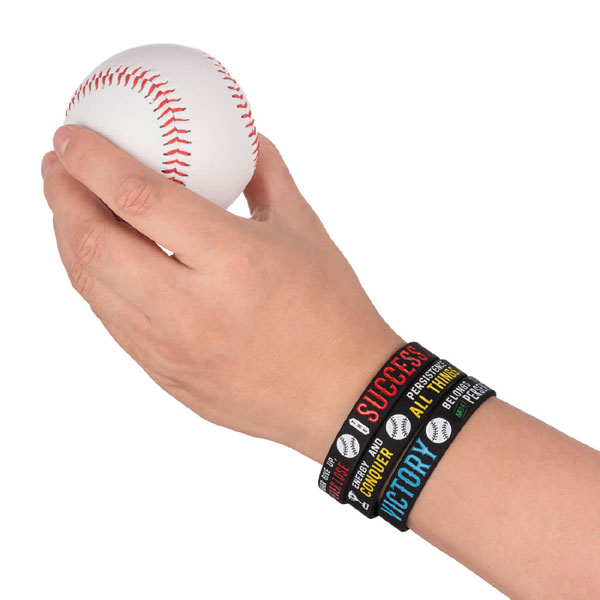 1pc Baseball & Softball Cheer Up Silicone Bracelet Home Run Play Ball Slogan Graphic Sports Wristband,Temu